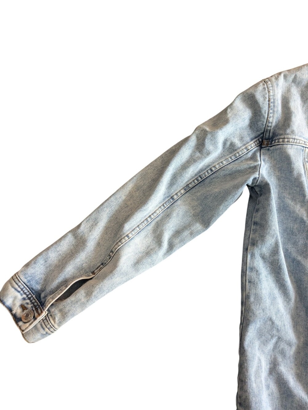 Light Wash Distressed Denim Jacket - Women's Casual Jacket - Picture 8 of 12